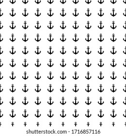 Square seamless background pattern from geometric shapes. The pattern is evenly filled with black sea anchor symbols. Vector illustration on white background