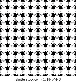 Square seamless background pattern from geometric shapes are different sizes and opacity. The pattern is evenly filled with black bell symbols. Vector illustration on white background