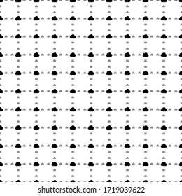 Square seamless background pattern from geometric shapes are different sizes and opacity. The pattern is evenly filled with black cloud symbols. Vector illustration on white background