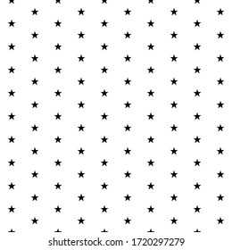 Square seamless background pattern from geometric shapes. The pattern is evenly filled with black star symbols. Vector illustration on white background