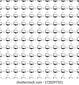 Square seamless background pattern from geometric shapes are different sizes and opacity. The pattern is evenly filled with black monoblock symbols. Vector illustration on white background