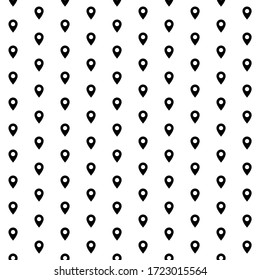 Square seamless background pattern from geometric shapes. The pattern is evenly filled with black location symbols. Vector illustration on white background