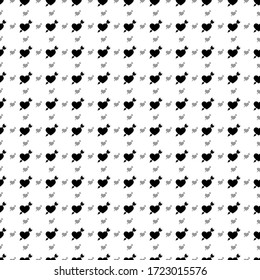 Square seamless background pattern from geometric shapes are different sizes and opacity. The pattern is evenly filled with black cupid arrow symbols. Vector illustration on white background