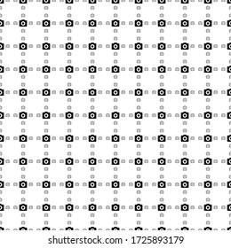 Square seamless background pattern from geometric shapes are different sizes and opacity. The pattern is evenly filled with black photo camera symbols. Vector illustration on white background
