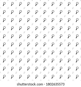 Square seamless background pattern from geometric shapes are different sizes and opacity. The pattern is evenly filled with black magnifier symbols. Vector illustration on white background
