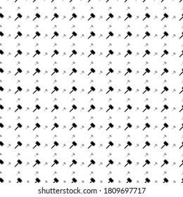 Square seamless background pattern from geometric shapes are different sizes and opacity. The pattern is evenly filled with black sledgehammer symbols. Vector illustration on white background