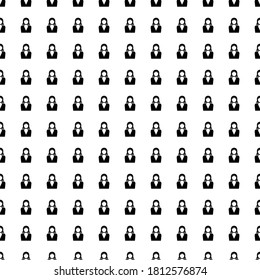 Square seamless background pattern from geometric shapes. The pattern is evenly filled with black business woman symbols. Vector illustration on white background