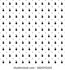 Square seamless background pattern from geometric shapes are different sizes and opacity. The pattern is evenly filled with black bomb symbols. Vector illustration on white background