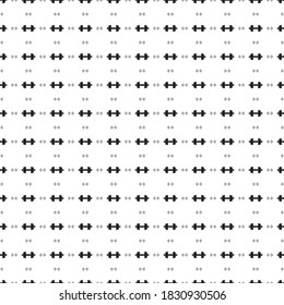 Square seamless background pattern from geometric shapes are different sizes and opacity. The pattern is evenly filled with black dumbbell symbols. Vector illustration on white background