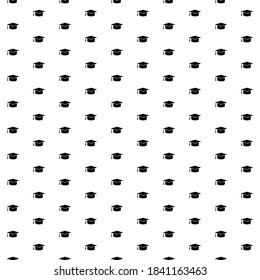 Square seamless background pattern from geometric shapes. The pattern is evenly filled with black square academic cap symbols. Vector illustration on white background