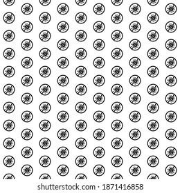Square seamless background pattern from geometric shapes. The pattern is evenly filled with black stop coronavirus symbols. Vector illustration on white background
