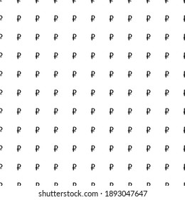 Square seamless background pattern from geometric shapes. The pattern is evenly filled with black ruble symbols. Vector illustration on white background