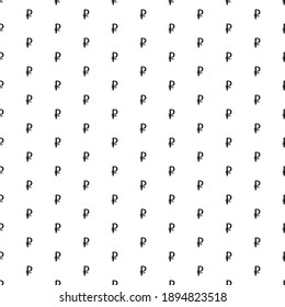 Square seamless background pattern from geometric shapes. The pattern is evenly filled with black ruble symbols. Vector illustration on white background