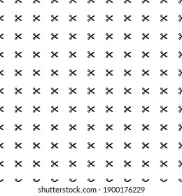Square seamless background pattern from geometric shapes. The pattern is evenly filled with big black scissors symbols. Vector illustration on white background