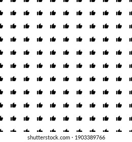 Square seamless background pattern from geometric shapes. The pattern is evenly filled with big black thumb up symbols. Vector illustration on white background