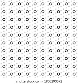 Square seamless background pattern from geometric shapes are different sizes and opacity. The pattern is evenly filled with black circle symbols. Vector illustration on white background