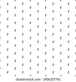 Square seamless background pattern from geometric shapes. The pattern is evenly filled with black franc symbols. Vector illustration on white background