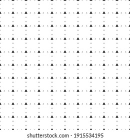 Square seamless background pattern from geometric shapes are different sizes and opacity. The pattern is evenly filled with small black triangle symbols. Vector illustration on white background