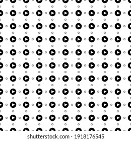 Square seamless background pattern from geometric shapes are different sizes and opacity. The pattern is evenly filled with big black play symbols. Vector illustration on white background