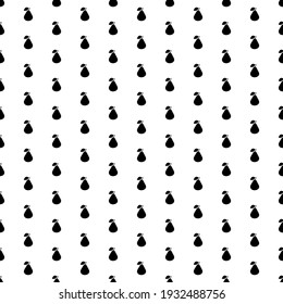 Square seamless background pattern from geometric shapes. The pattern is evenly filled with big black pear symbols. Vector illustration on white background