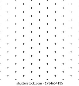 Square seamless background pattern from geometric shapes. The pattern is evenly filled with small black plus symbols. Vector illustration on white background