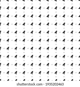 Square seamless background pattern from geometric shapes are different sizes and opacity. The pattern is evenly filled with big black rocket symbols. Vector illustration on white background