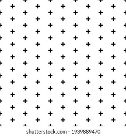 Square seamless background pattern from geometric shapes. The pattern is evenly filled with black plus symbols. Vector illustration on white background