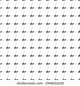 Square seamless background pattern from geometric shapes are different sizes and opacity. The pattern is evenly filled with big black A plus symbols. Vector illustration on white background
