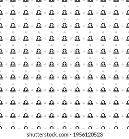Square seamless background pattern from geometric shapes are different sizes and opacity. The pattern is evenly filled with big black zodiac libra symbols. Vector illustration on white background