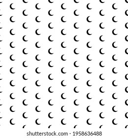 Square seamless background pattern from geometric shapes. The pattern is evenly filled with big black moon symbols. Vector illustration on white background