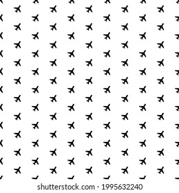Square seamless background pattern from geometric shapes. The pattern is evenly filled with big black plane symbols. Vector illustration on white background