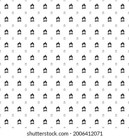 Square seamless background pattern from geometric shapes are different sizes and opacity. The pattern is evenly filled with big black bonfire symbols. Vector illustration on white background