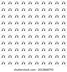 Square seamless background pattern from geometric shapes are different sizes and opacity. The pattern is evenly filled with big black headphones symbols. Vector illustration on white background
