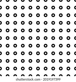 Square seamless background pattern from geometric shapes. The pattern is evenly filled with big black record media symbols. Vector illustration on white background