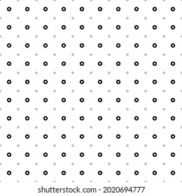 Square seamless background pattern from geometric shapes are different sizes and opacity. The pattern is evenly filled with small black record media symbols. Vector illustration on white background
