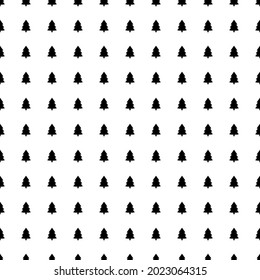Square seamless background pattern from geometric shapes. The pattern is evenly filled with big black fir-tree symbols. Vector illustration on white background