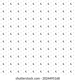 Square seamless background pattern from geometric shapes are different sizes and opacity. The pattern is evenly filled with small black moon symbols. Vector illustration on white background