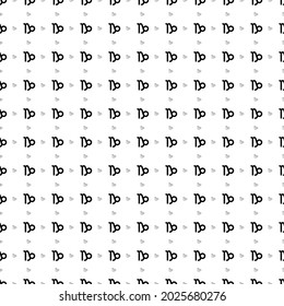 Square seamless background pattern from geometric shapes are different sizes and opacity. The pattern is evenly filled with big black zodiac capricorn symbols. Vector illustration on white background