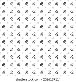 Square seamless background pattern from geometric shapes are different sizes and opacity. The pattern is evenly filled with big black zodiac leo symbols. Vector illustration on white background