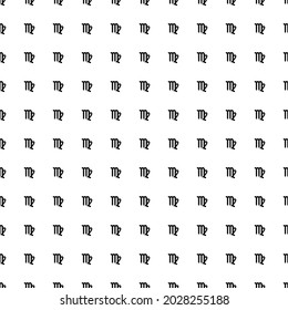 Square seamless background pattern from geometric shapes. The pattern is evenly filled with big black zodiac virgo symbols. Vector illustration on white background
