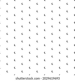 Square seamless background pattern from geometric shapes. The pattern is evenly filled with small black moon symbols. Vector illustration on white background