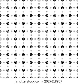 Square seamless background pattern from geometric shapes are different sizes and opacity. The pattern is evenly filled with black replay media symbols. Vector illustration on white background