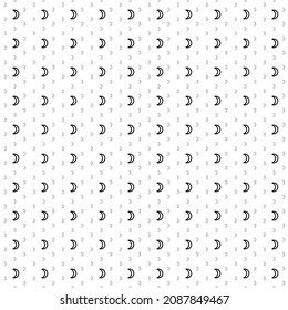 Square seamless background pattern from geometric shapes are different sizes and opacity. The pattern is evenly filled with black moon astrological symbols. Vector illustration on white background
