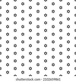 Square seamless background pattern from geometric shapes. The pattern is evenly filled with big black star of David symbols. Vector illustration on white background