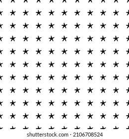 Square seamless background pattern from geometric shapes. The pattern is evenly filled with big black starfish symbols. Vector illustration on white background