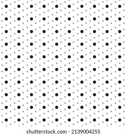 Square seamless background pattern from geometric shapes are different sizes and opacity. The pattern is evenly filled with small black depression symbols. Vector illustration on white background