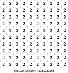 Square seamless background pattern from geometric shapes are different sizes and opacity. The pattern is evenly filled with big black number two symbols. Vector illustration on white background