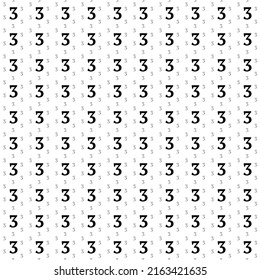 Square seamless background pattern from geometric shapes are different sizes and opacity. The pattern is evenly filled with big black number three symbols. Vector illustration on white background