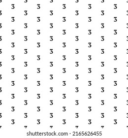 Square seamless background pattern from geometric shapes. The pattern is evenly filled with black number three symbols. Vector illustration on white background