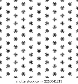 Square seamless background pattern from geometric shapes. The pattern is evenly filled with big black sushi roll symbols. Vector illustration on white background
